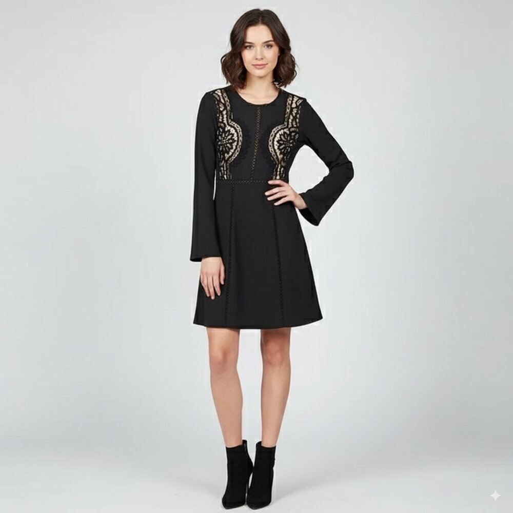 Angel Biba Bell Sleeve Black Mini Dress